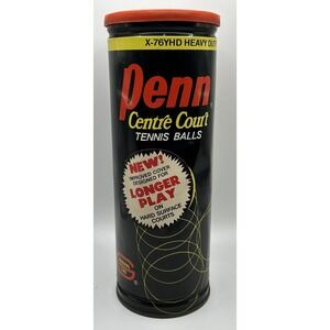 PENN Tennis Balls Metal Can X-76 YHD Heavy Duty Felt Yellow Vintage